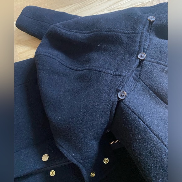 J. Crew Black Wool Coat with Suede Collar and Removable Hood in Size 0 - Picture 4 of 8